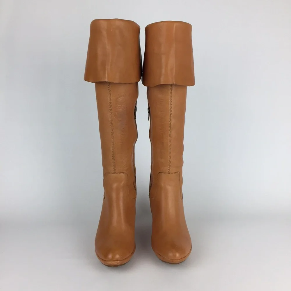 Kork Ease Adrianne Tan Leather Tall OTK Over the Knee Wedge Boot 6